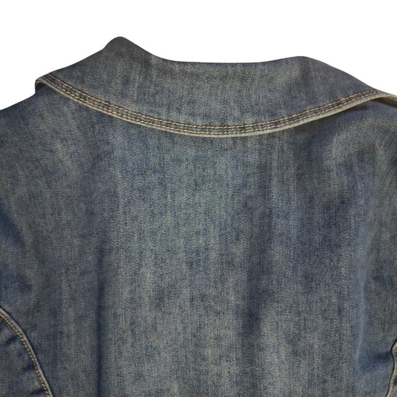 Kate & Mallory Womens Medium Denim Moto Jacket with Zipper Pockets - Picture 10 of 12